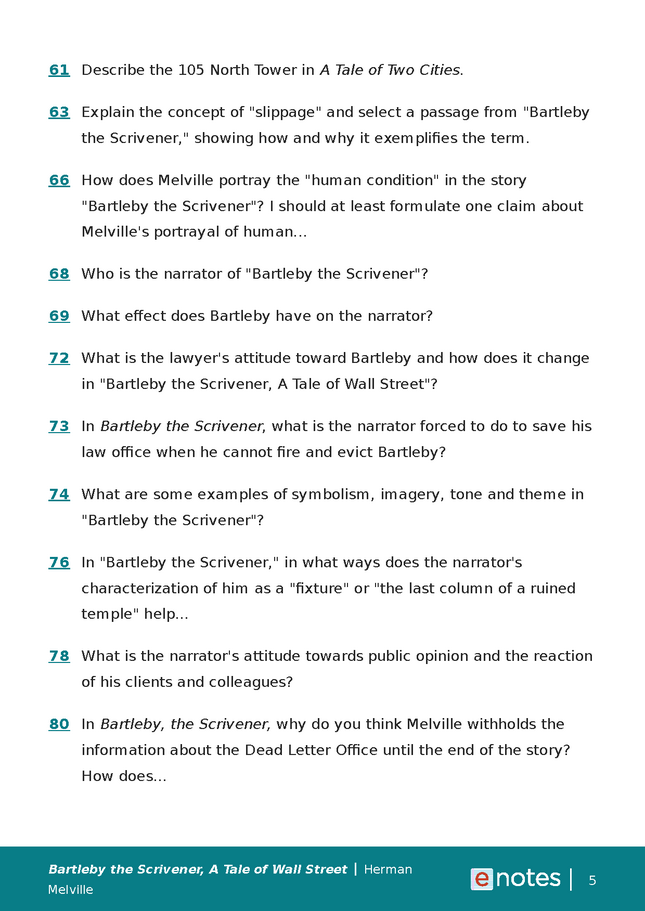 Popular Questions About Bartleby The Scrivener, A Tale Of Wall Street ...