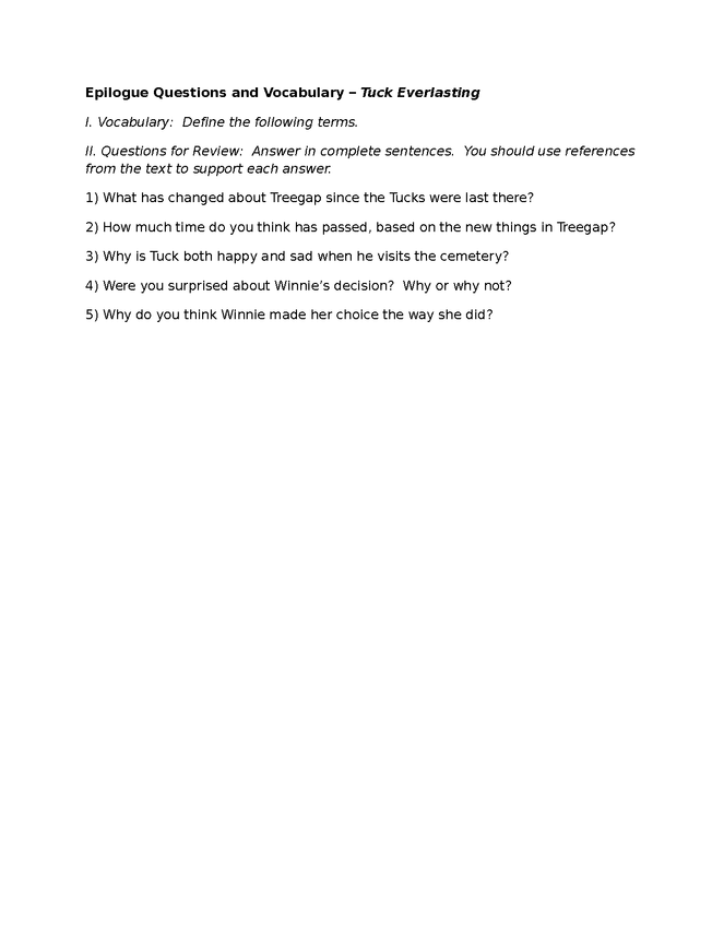 tuck everlasting review - epilogue preview image 1