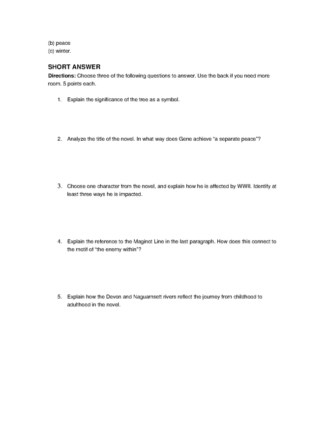 a separate peace comprehensive test preview image 4