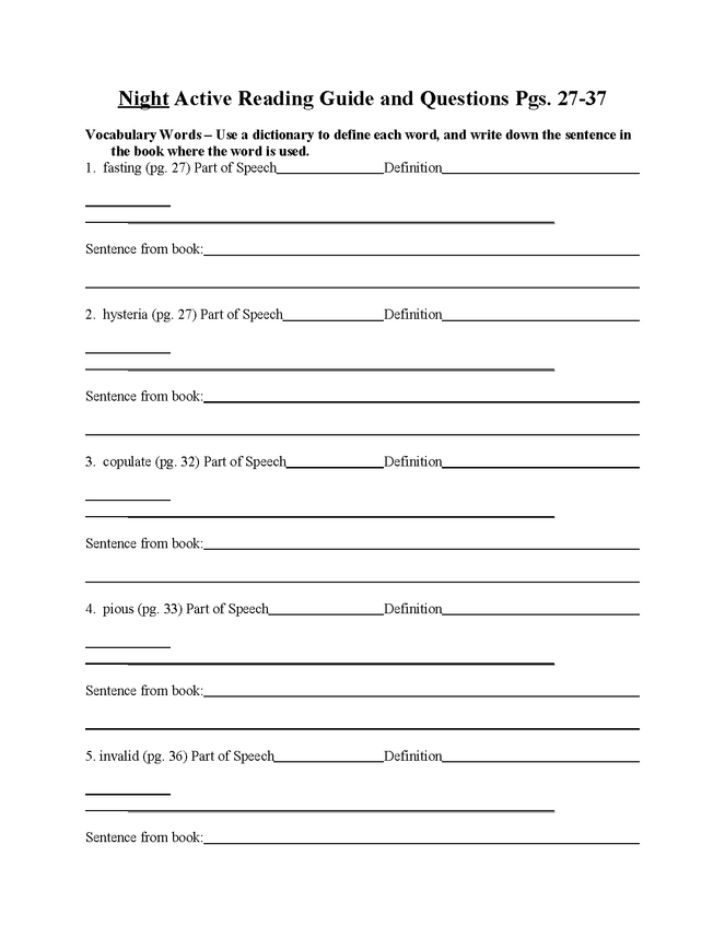 "night" study questions pgs. 27-37 preview image 1