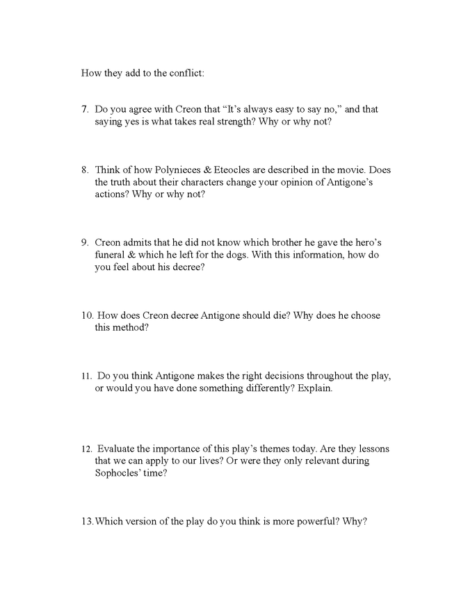 antigone movie study guide preview image 2