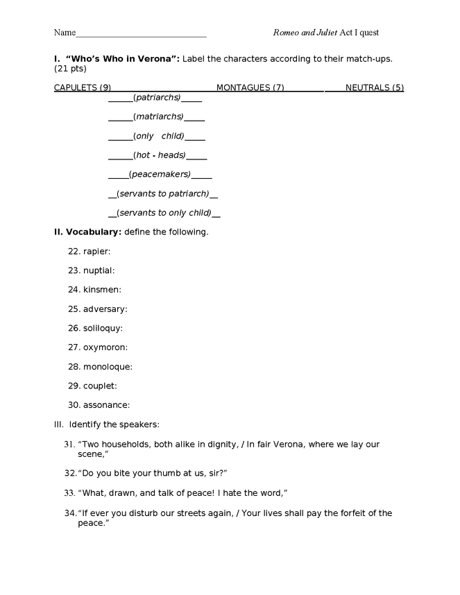 romeo & juliet act i quiz preview image 1