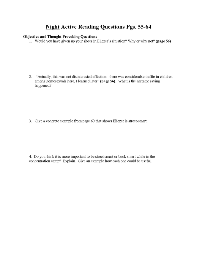 "night" study questions pgs. 55-64 preview image 1