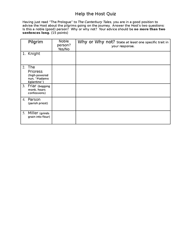 canterbury tales quiz: general prologue preview image 1