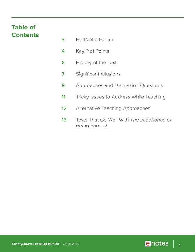 the importance of being earnest enotes teaching guide preview image 2