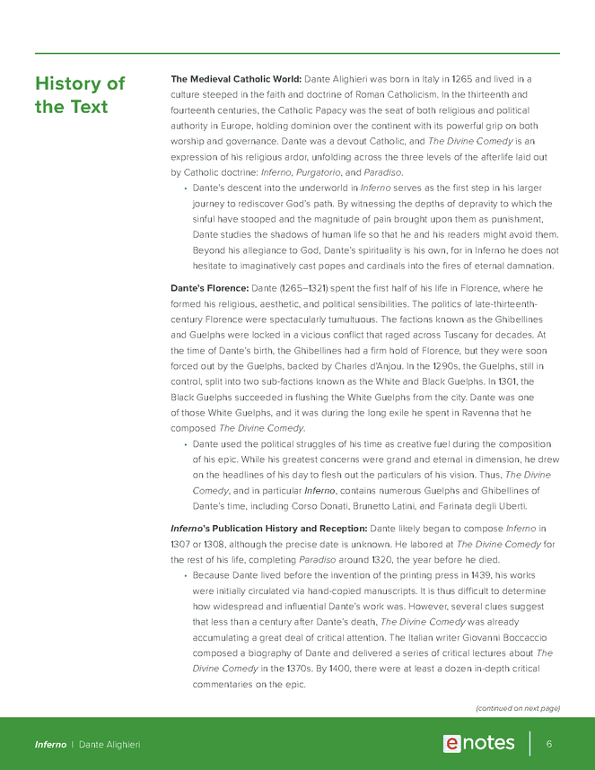 dante's inferno enotes teaching guide preview image 6
