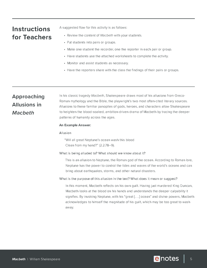 Macbeth Allusion Activity - eNotes.com