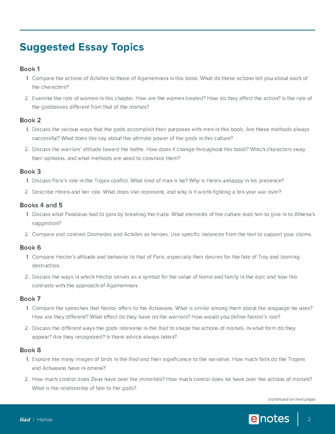 iliad essay topics and outlines preview image 2