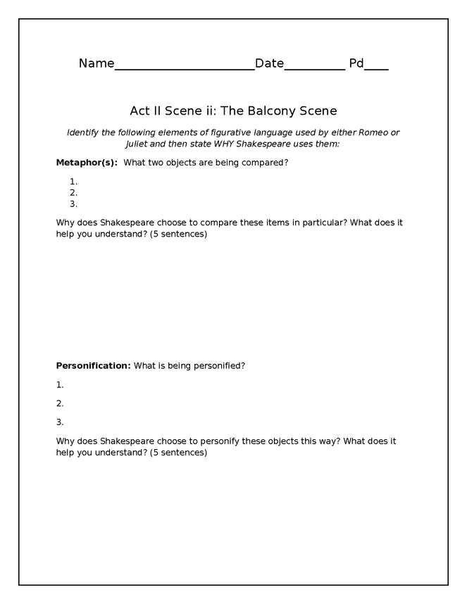 literary devices and fig lang: the balcony scene preview image 1