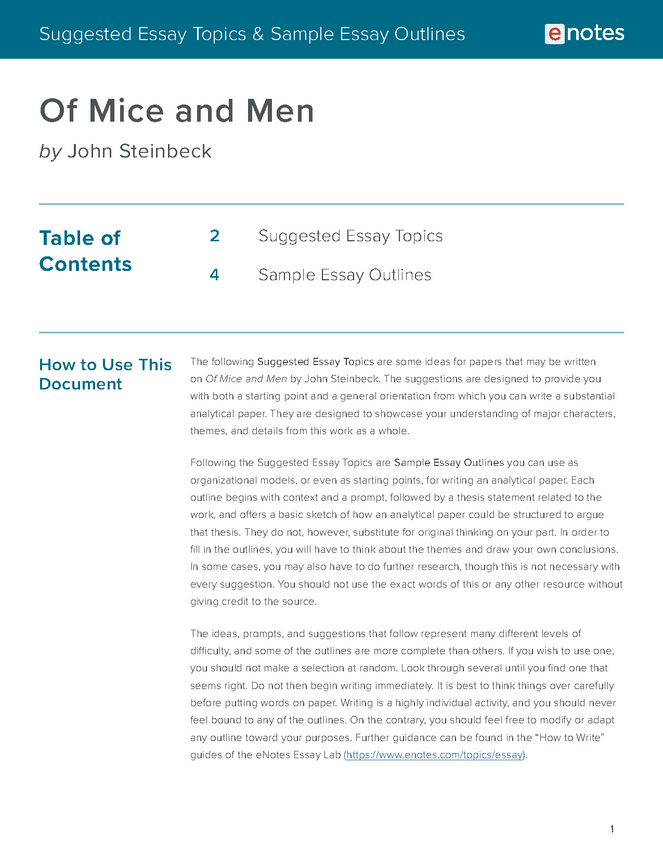 of mice and men essay topics and outlines preview image 1