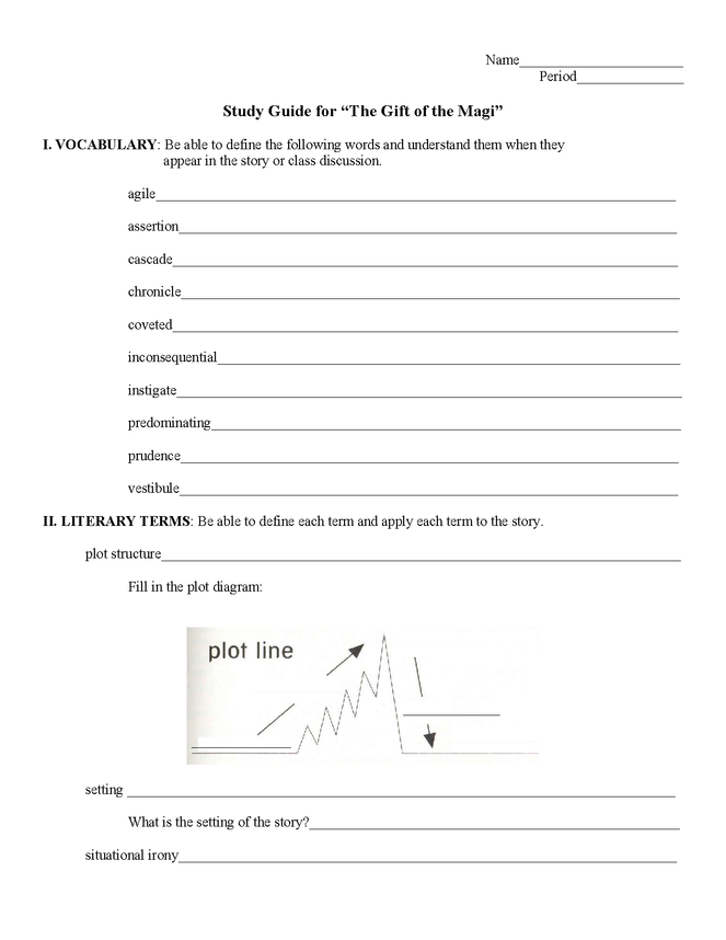 study guide gift of the magi preview image 1