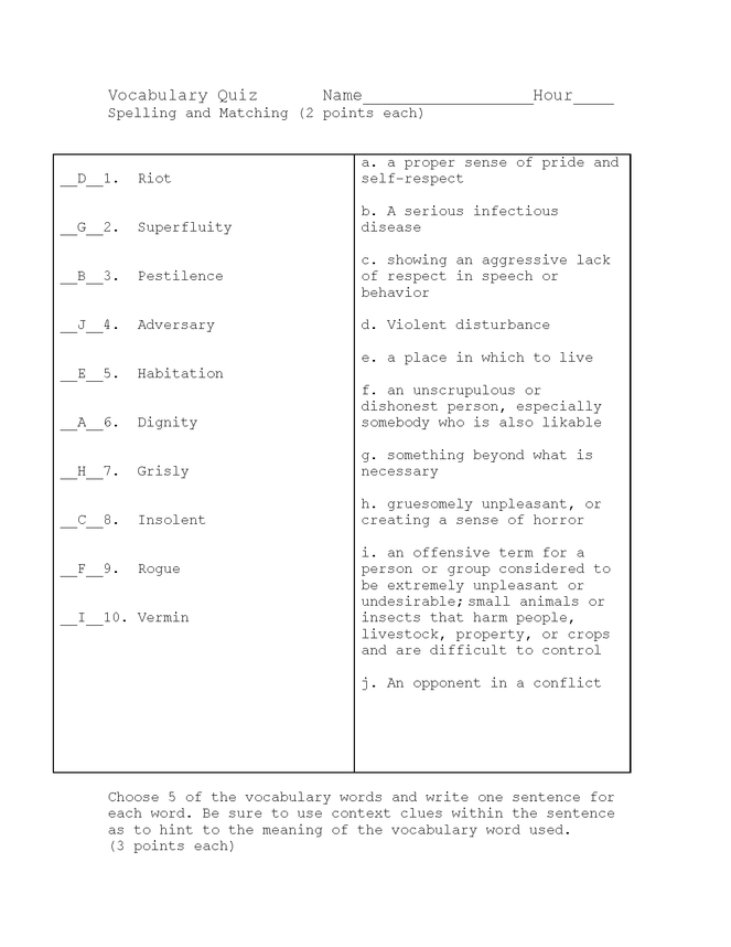 the pardoner's tale vocab and spelling quiz key preview image 1