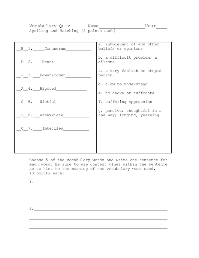 speak grading period three vocab and spelling quiz key preview image 1