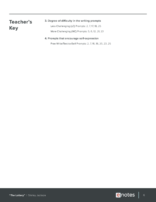 the lottery enotes reading response prompts preview image 6