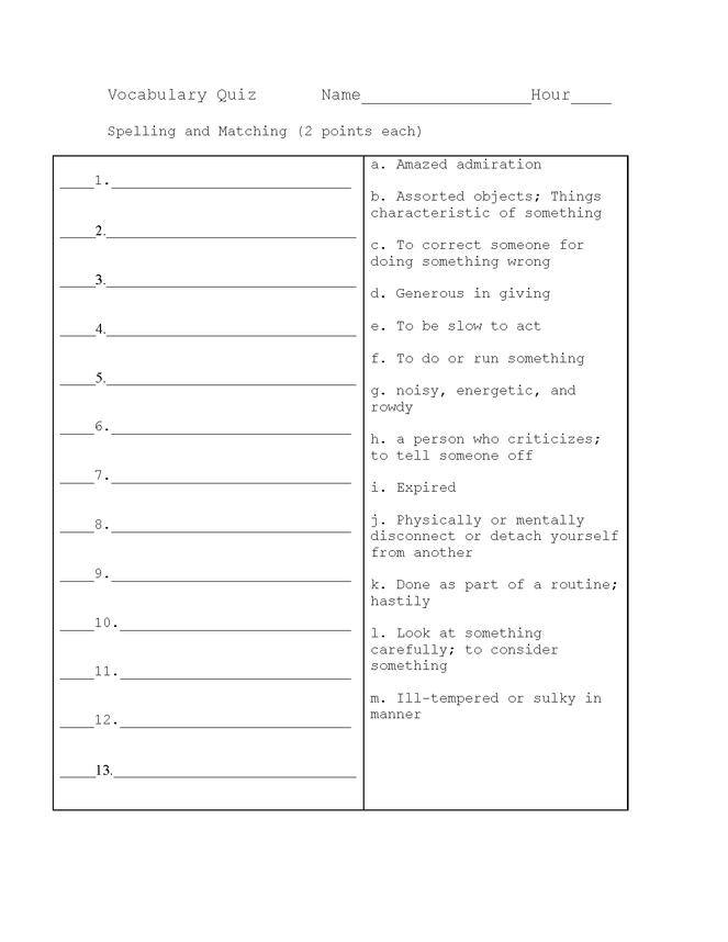 the lottery vocabulary and spelling quiz preview image 1