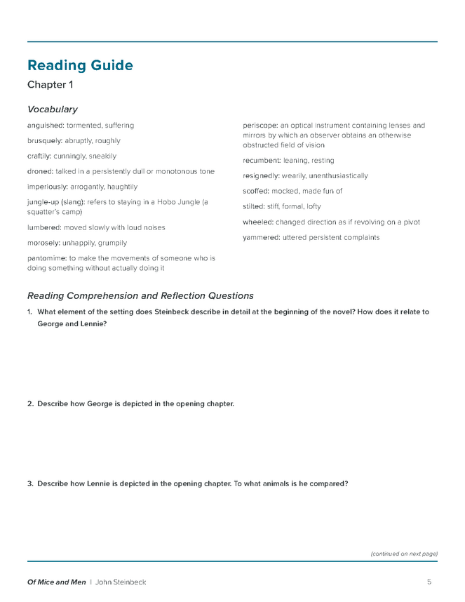 of mice and men reading guide preview image 5