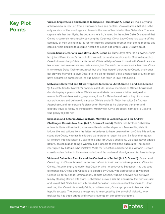Twelfth Night eNotes Teaching Guide - eNotes.com