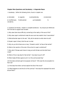 the book cover of A Separate Peace, vocabulary and review for chapter 9