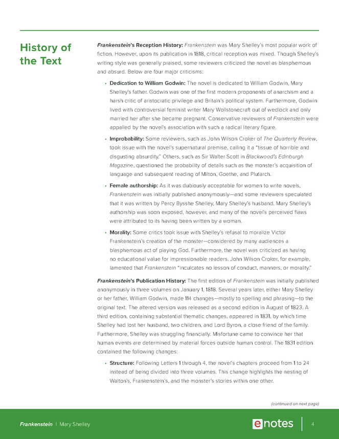 Frankenstein passage analysis image