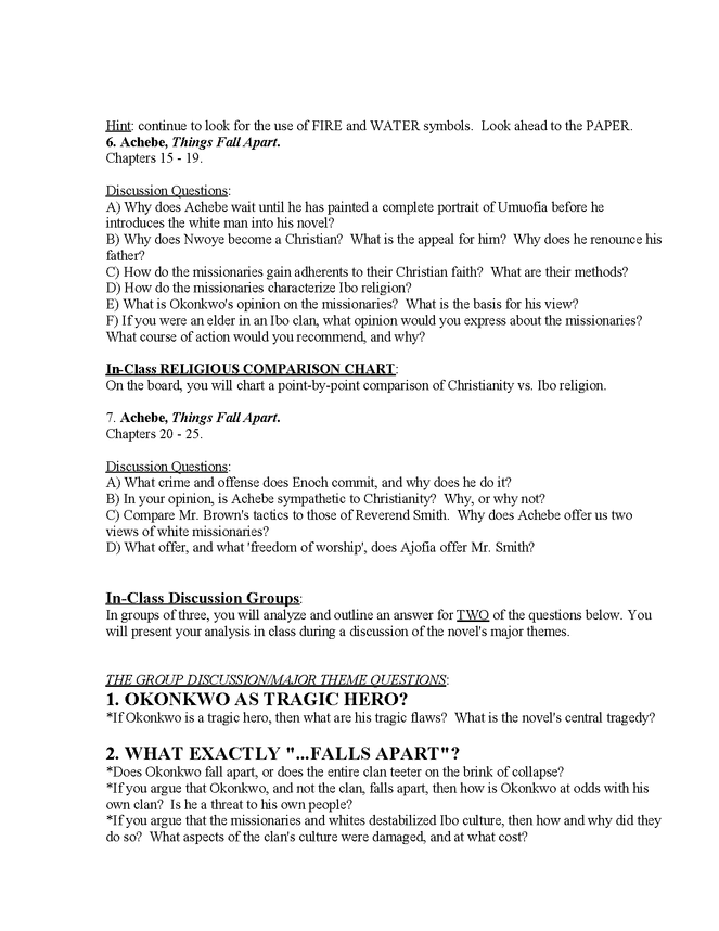 syllabus: achebe, things fall apart preview image 5