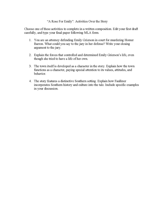 a rose for emily: activities preview image 1