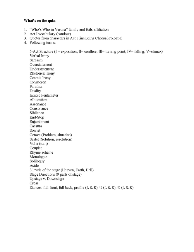 romeo & juliet act i study guide preview image 1