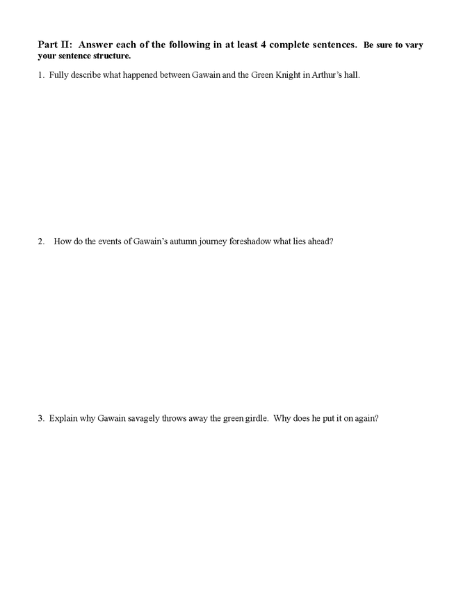 gawain and the green knight quiz preview image 2