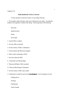 Cover image of Study questions for Death of a Salesman