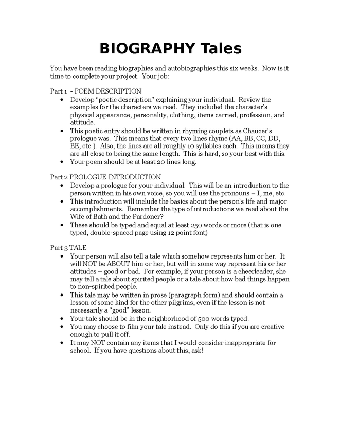 a biography project based on canterbury tales preview image 1