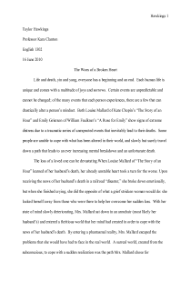 Cover image of A Comparison Between Kate Chopin's The Story of an Hour and William Faulkner's A Rose for Emily