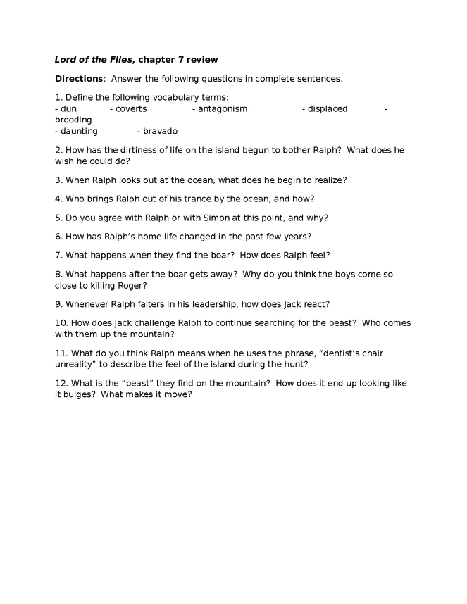 lord of the flies, chapter 7 review preview image 1