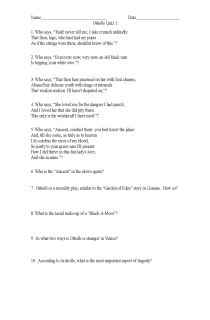 the book cover of Othello Act I Quiz