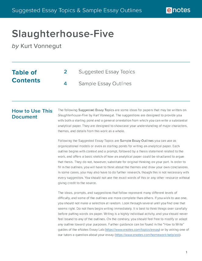 slaughterhouse 5 essay topics
