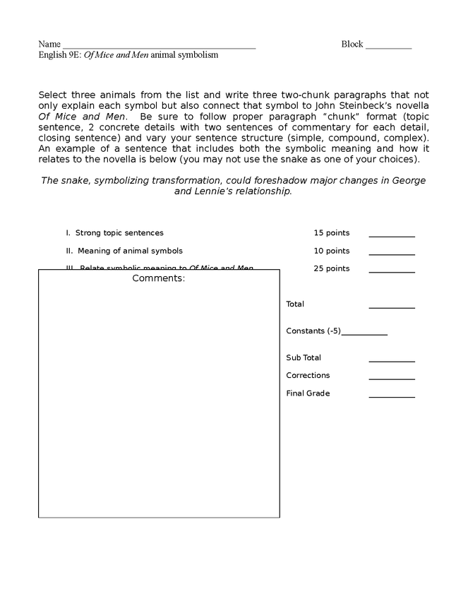 animal symbolism in of mice and men preview image 1