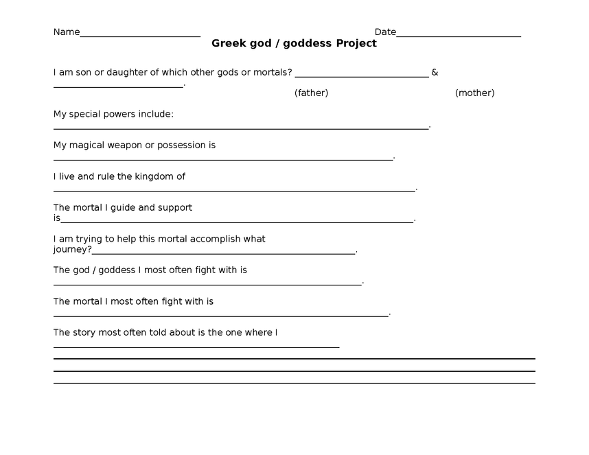 greek god creative project for mythology unit preview image 2