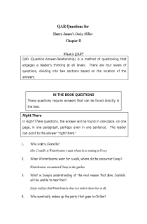 the book cover of QAR Questions for James's Daisy Miller, Ch. II