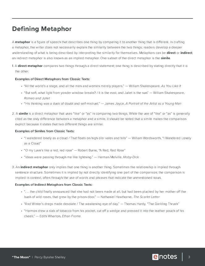 The Moon Metaphor Activity - ENotes.com