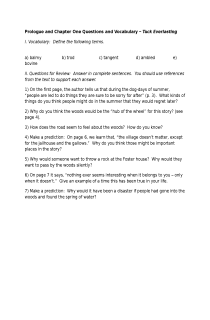 the book cover of Tuck Everlasting Review - prologue and ch. 1