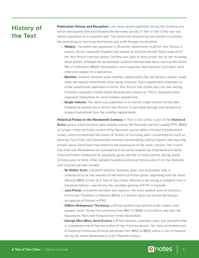 A Tale of Two Cities eNotes Teaching Guide - eNotes.com