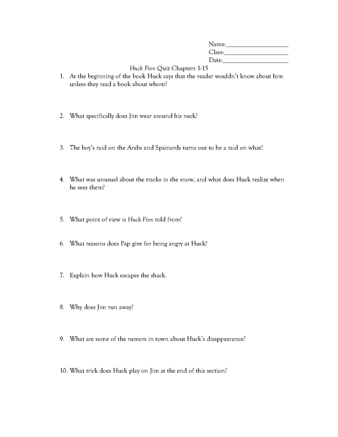 huck finn quiz preview image 1