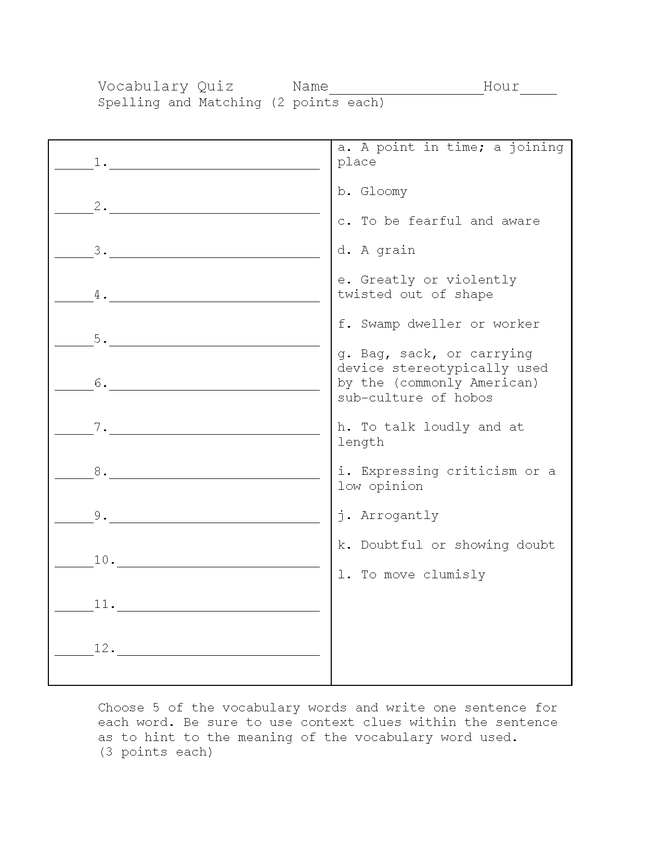 omam ch.1-2 vocab and spelling  quiz preview image 1
