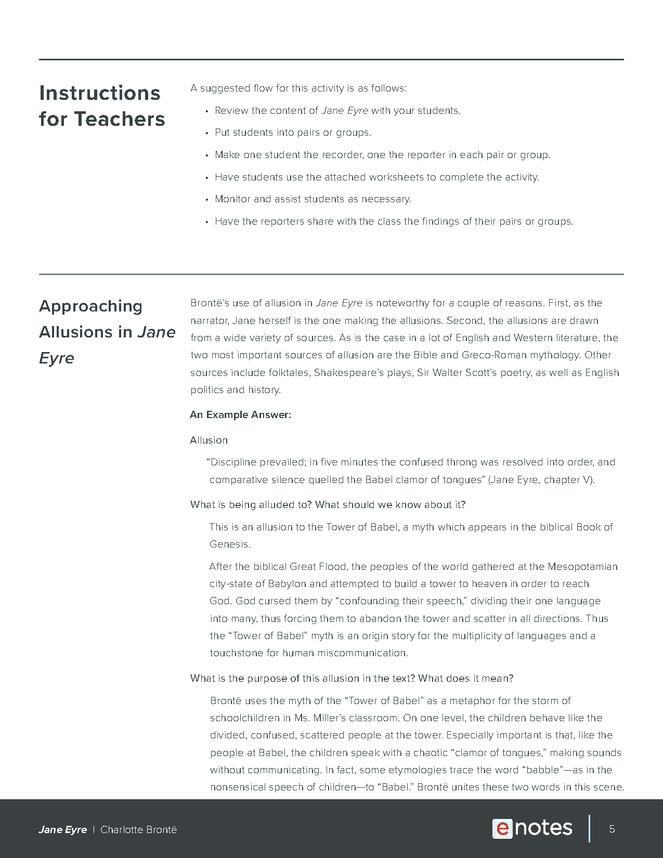 Jane Eyre Allusion Activity