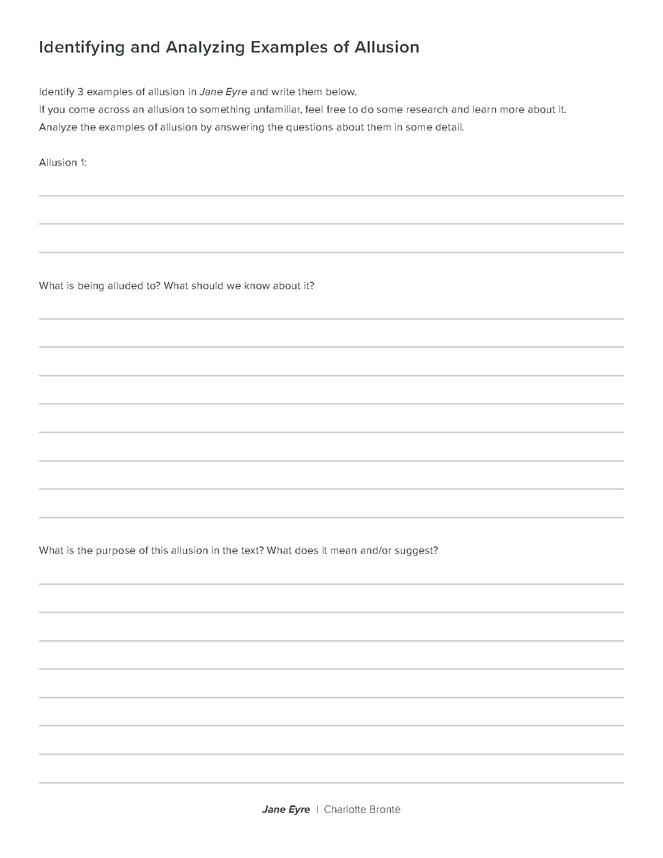 Jane Eyre Allusion Activity