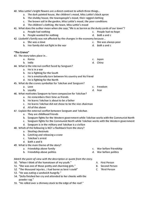 9th Grade Short Stories: Unit Test - eNotes.com