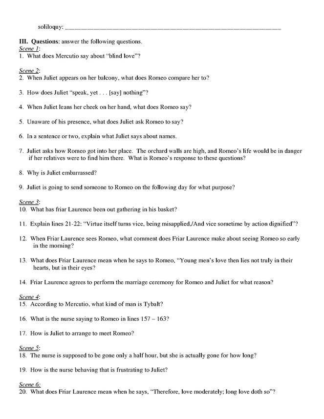 romeo and juliet act ii study guide preview image 2