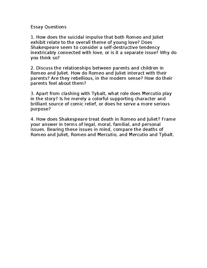 essay questions romeo and juliet preview image 1
