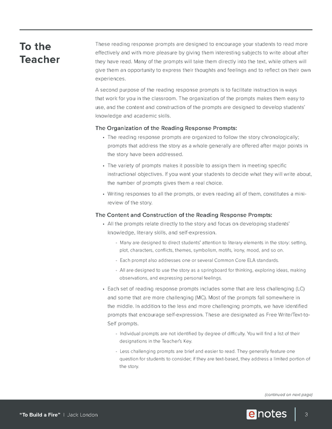to build a fire enotes reading response prompts preview image 3