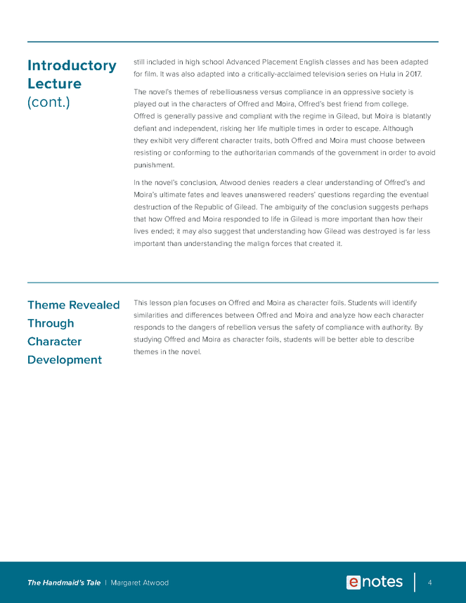 the handmaid's tale character analysis lesson plan preview image 4