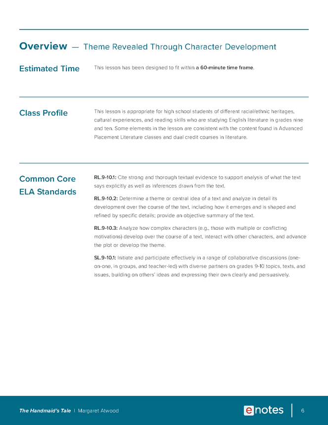 the handmaid's tale character analysis lesson plan preview image 6