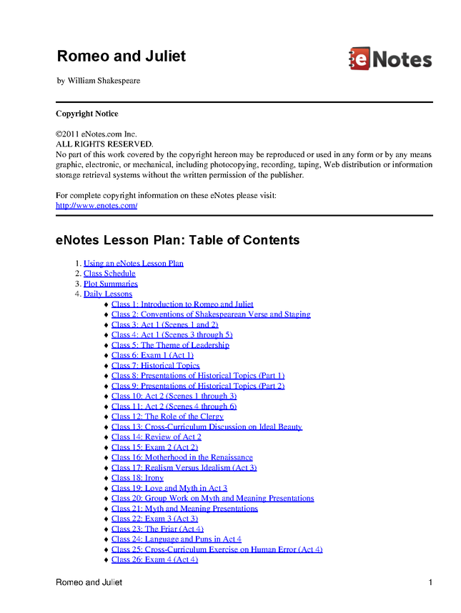 romeo and juliet enotes curriculum plan preview image 3